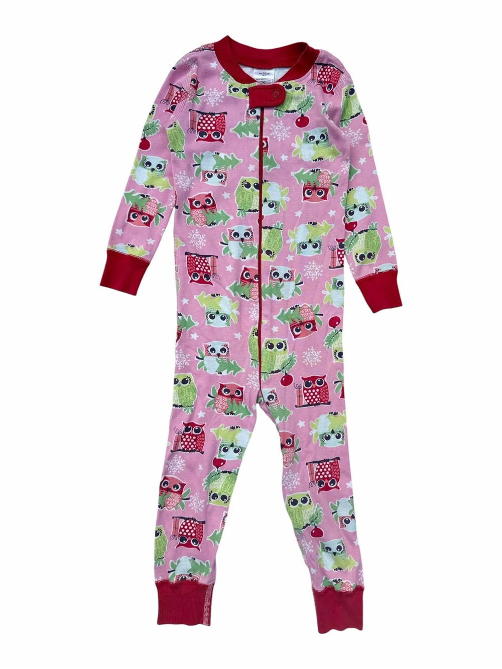 Hanna Andersson Kids US 3 90cm Pink Owl Organic Cotton Zip Sleeper Pajamas